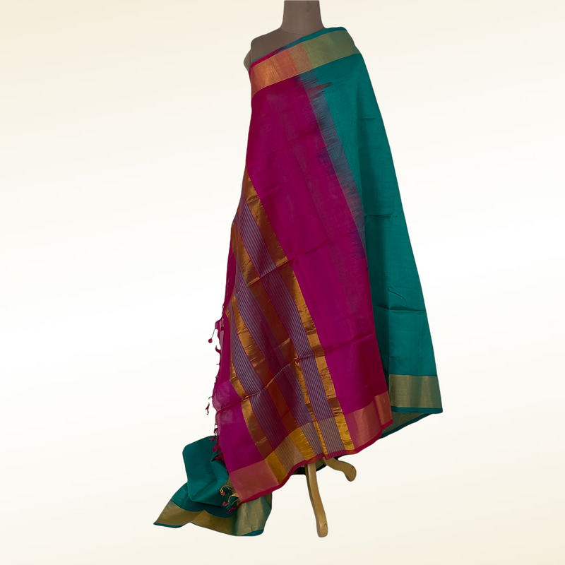 Turquoise – Pure silk saree